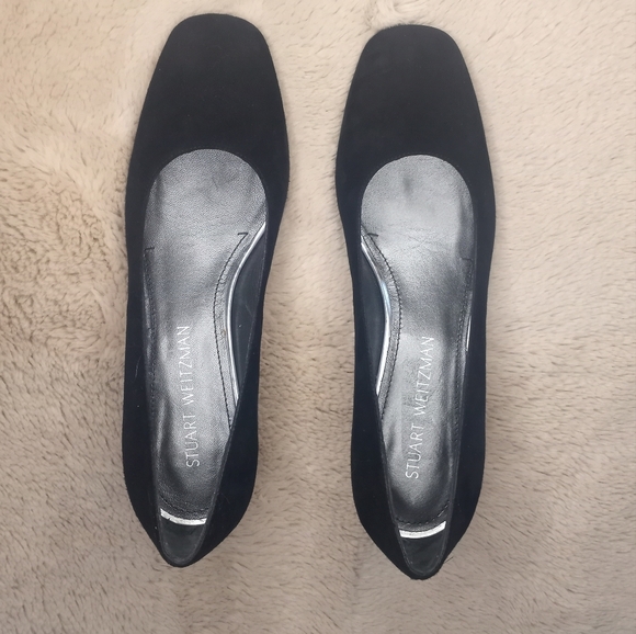Stuart Weitzman Black Suede Marymid Block Heel Classic Festive Elegant Pump 8 - Picture 9 of 9